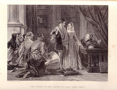 The Offer of the Crown to Lady Jane Grey from our Antique Prints Catalogue - phoenixant.com