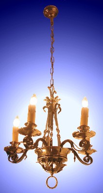 Vintage Chandelier, wrought iron and brass from our Antique Lighting Catalogue - phoenixant.com