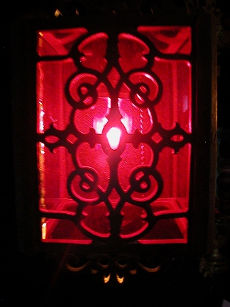1930's pendant porch fixture with red flash-glass panels from our Lighting catalogue - Phoenixant.com